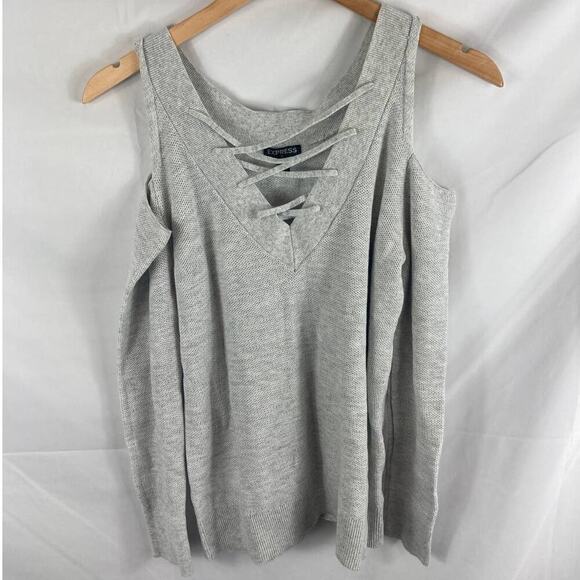 Express Two Way Lace Up Cold Shoulder Sweater XS - Picture 5 of 8